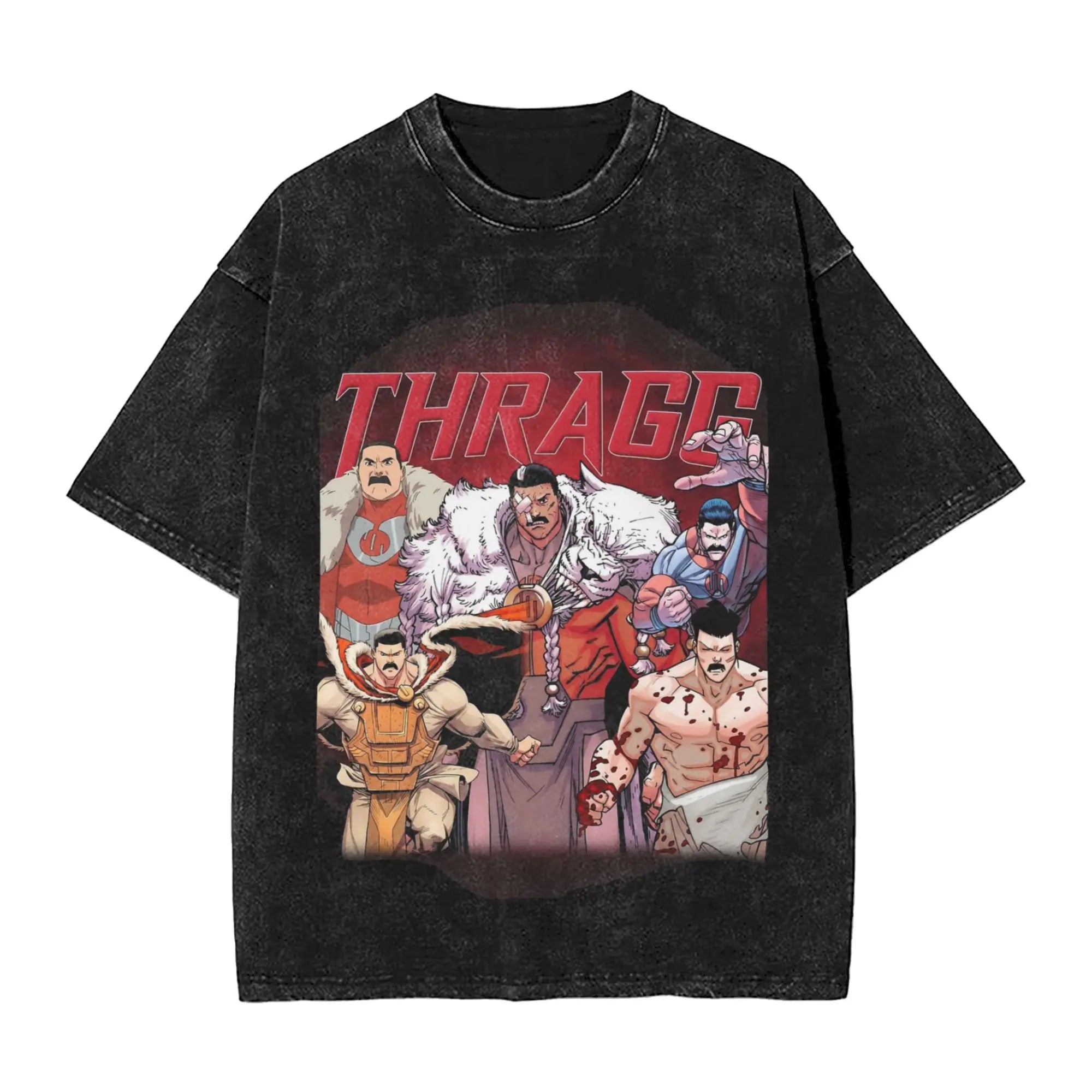 Battle Beast Invincible Comic T Shirt Hip Hop Washed Cotton Oversize T-Shirts Vintage Men Women Streetwear Printed Tee Shirt