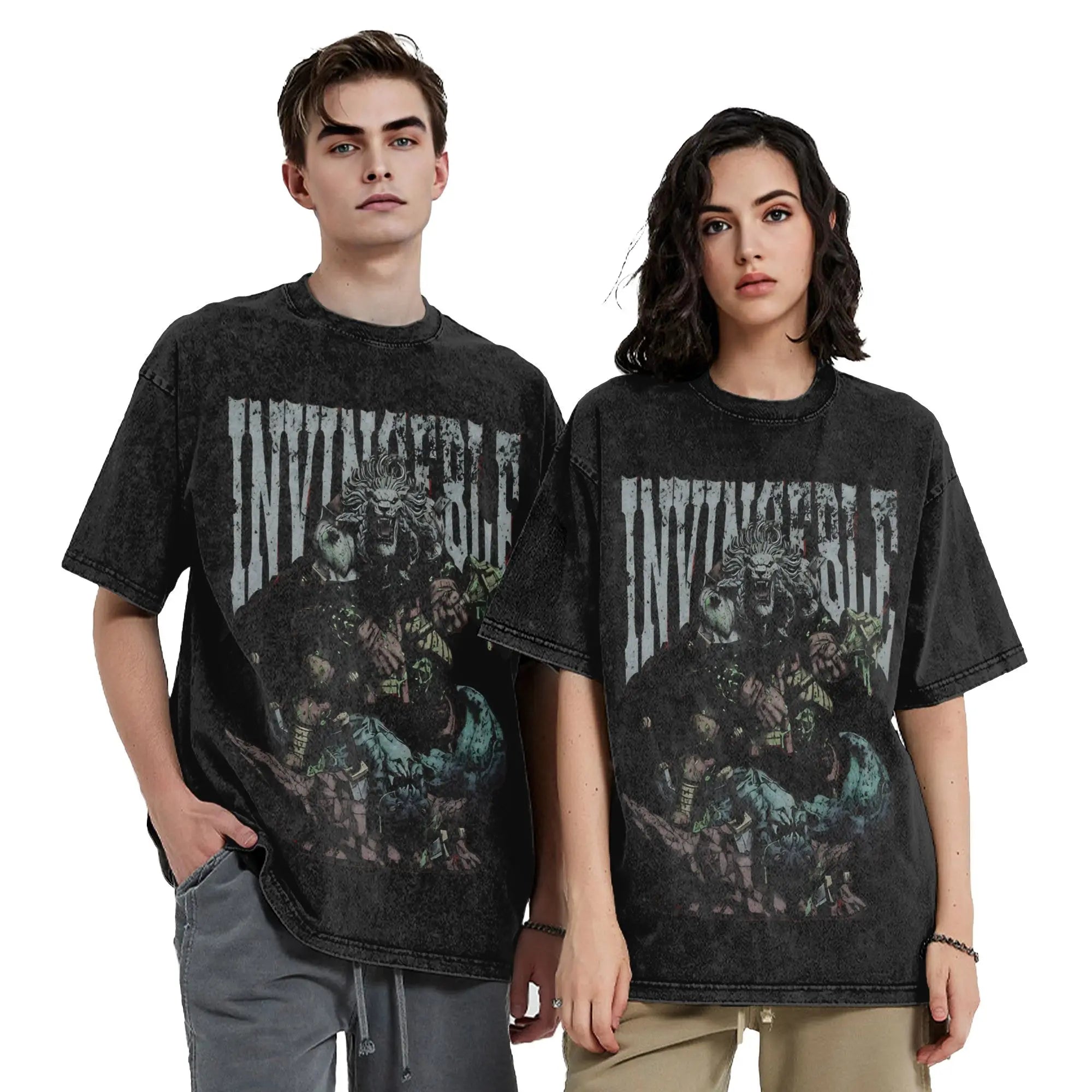 Battle Beast Invincible Comic T Shirt Hip Hop Washed Cotton Oversize T-Shirts Vintage Men Women Streetwear Printed Tee Shirt